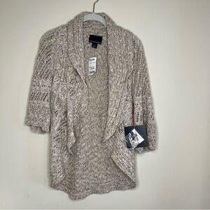 Cynthia Rowley NWT cardigan open front 3 quarter sleeve tan marbled womens Large